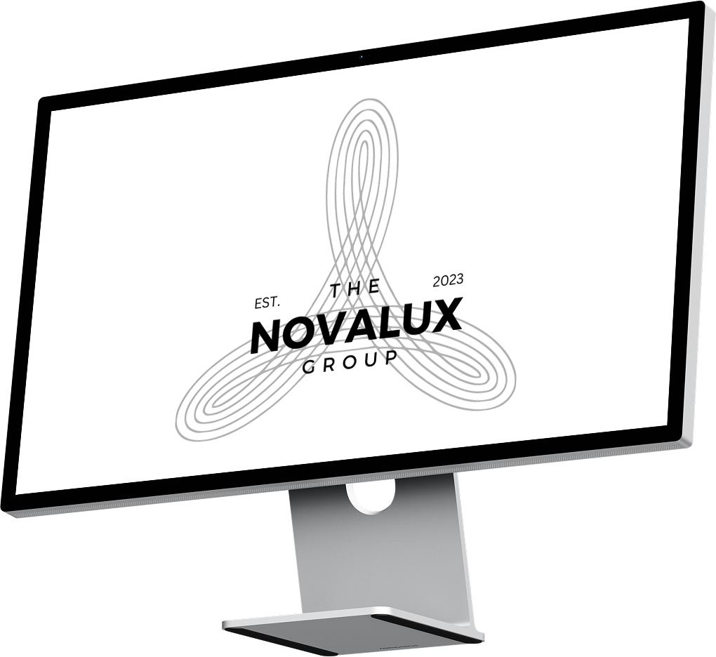 Professional responsive web design example for Southern California business displayed on Apple Studio Display - The NovaLux Group portfolio